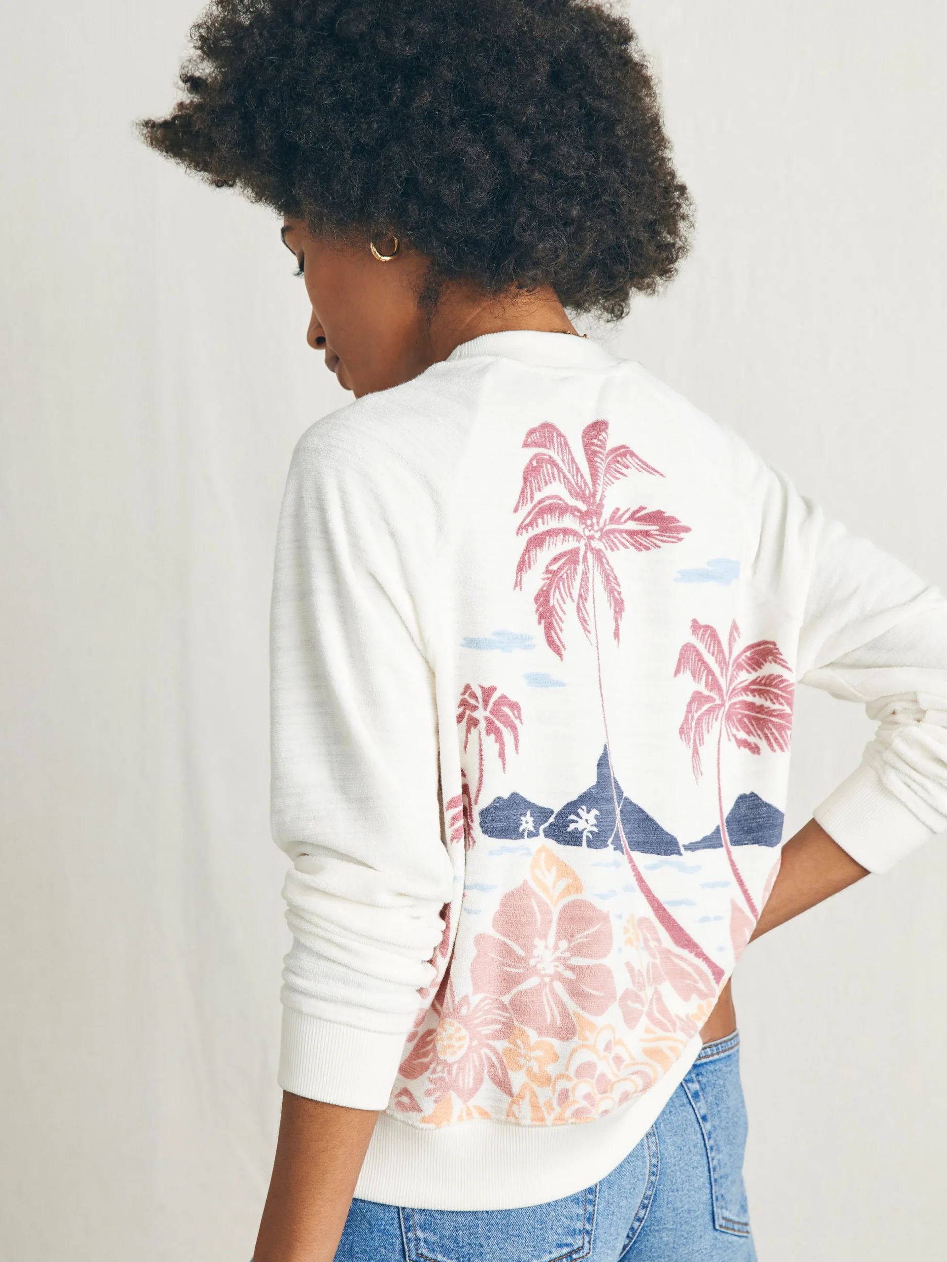 Faherty Brand Cabana Towel Terry Crew -^Women Hoodies & Sweatshirts