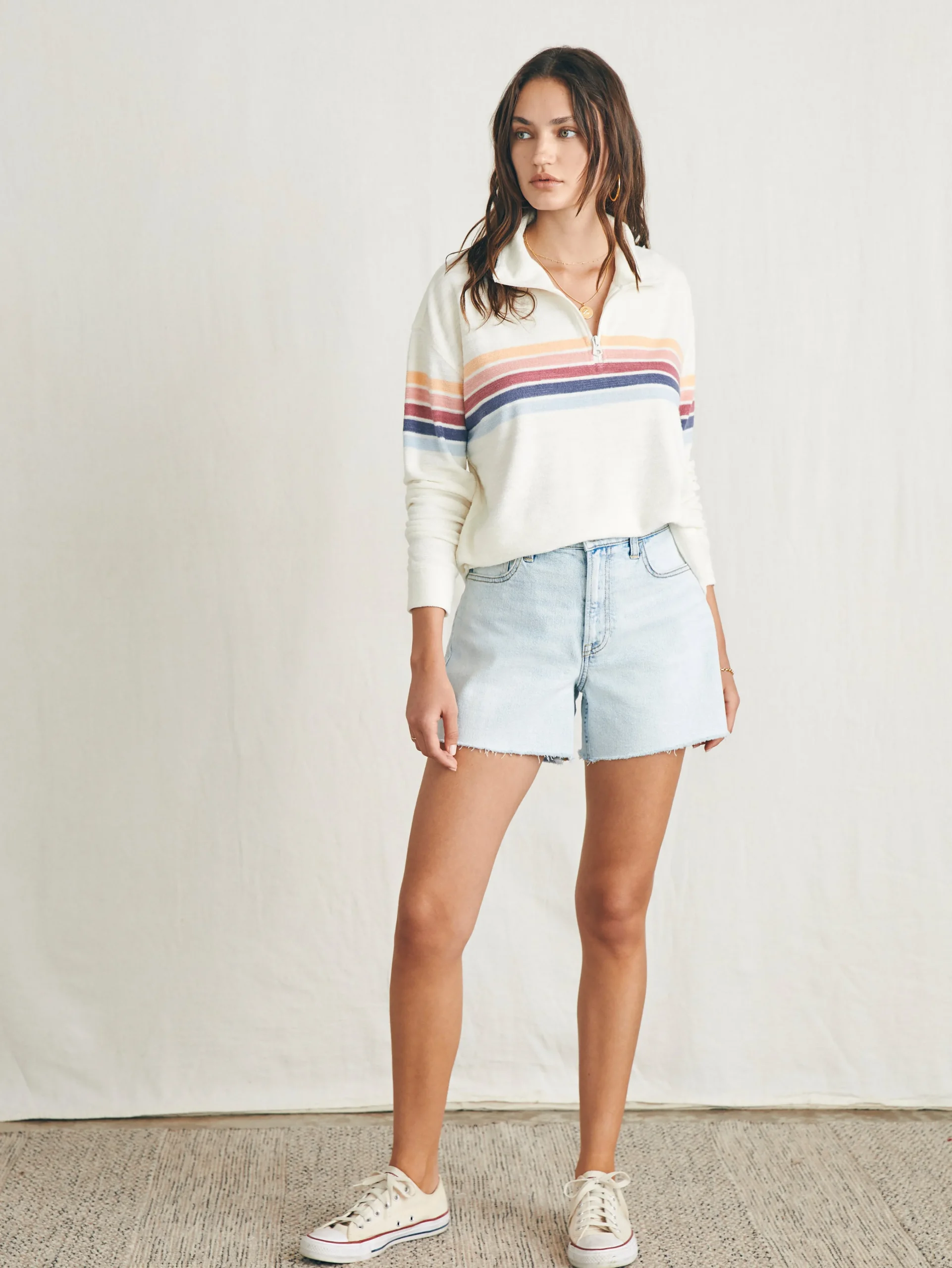 Faherty Brand Cabana Towel Terry Quarter Zip -^Women Hoodies & Sweatshirts