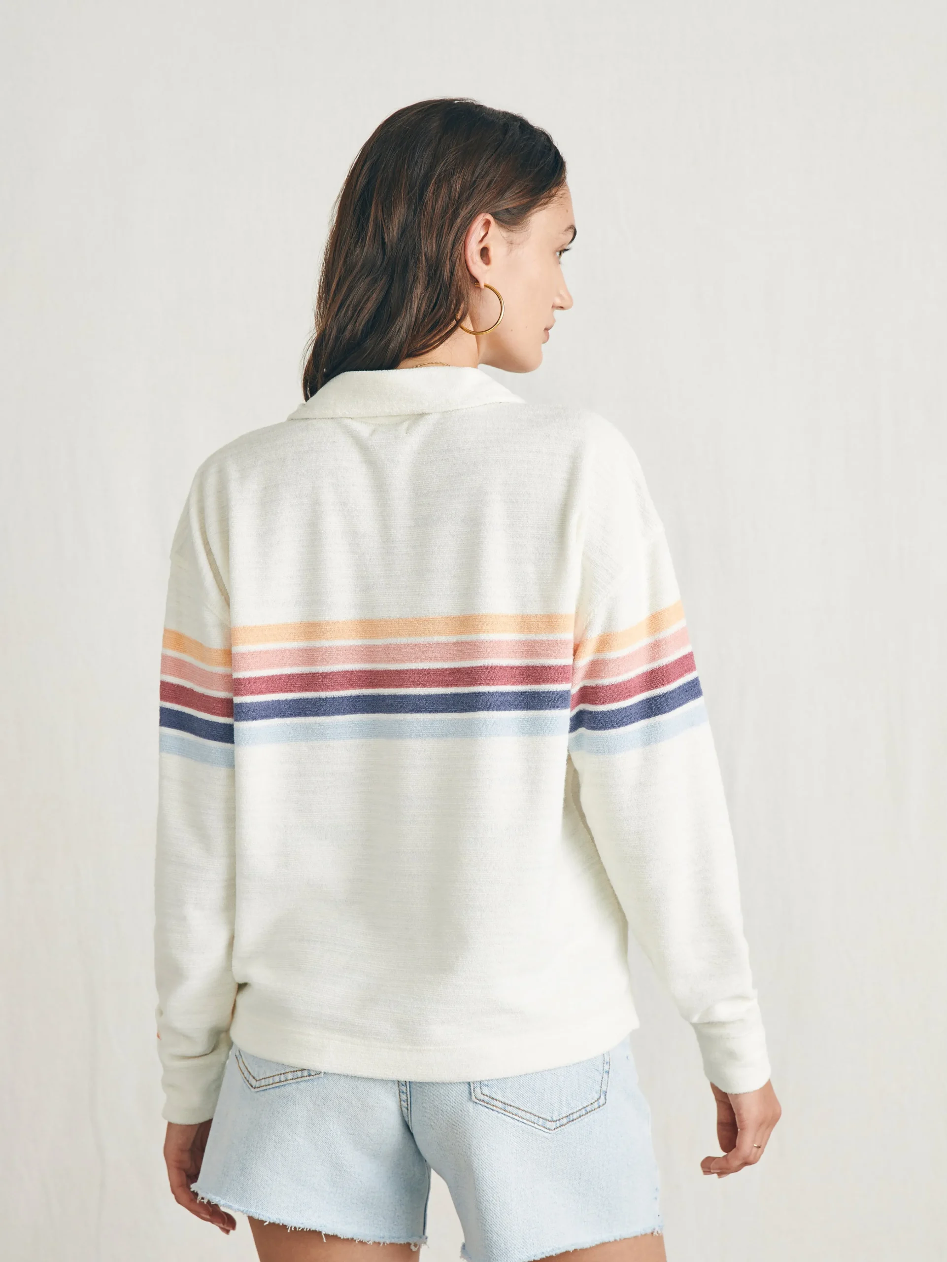 Faherty Brand Cabana Towel Terry Quarter Zip -^Women Hoodies & Sweatshirts
