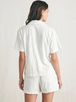 Faherty Brand Cabana Towel Terry Short Sleeve Button Up -^Women Shirts & Tops
