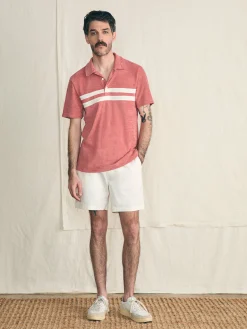 Faherty Brand Cabana Towel Terry Surf Stripe Polo Shirt -^ Polo Shirts