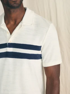 Faherty Brand Cabana Towel Terry Surf Stripe Polo Shirt -^ Polo Shirts