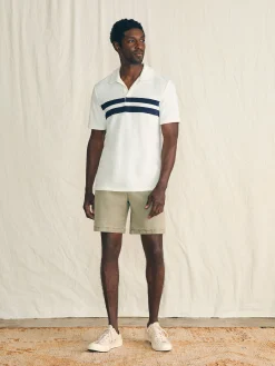 Faherty Brand Cabana Towel Terry Surf Stripe Polo Shirt -^ Polo Shirts