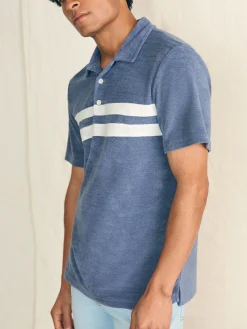 Faherty Brand Cabana Towel Terry Surf Stripe Polo Shirt -^ Polo Shirts