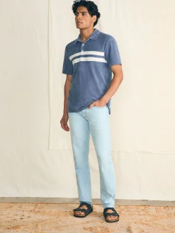 Faherty Brand Cabana Towel Terry Surf Stripe Polo Shirt -^ Polo Shirts