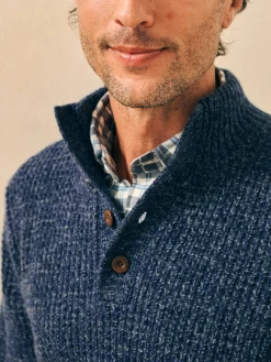 Faherty Brand Cashmere Wool Quarter Button Sweater -^ Sweaters