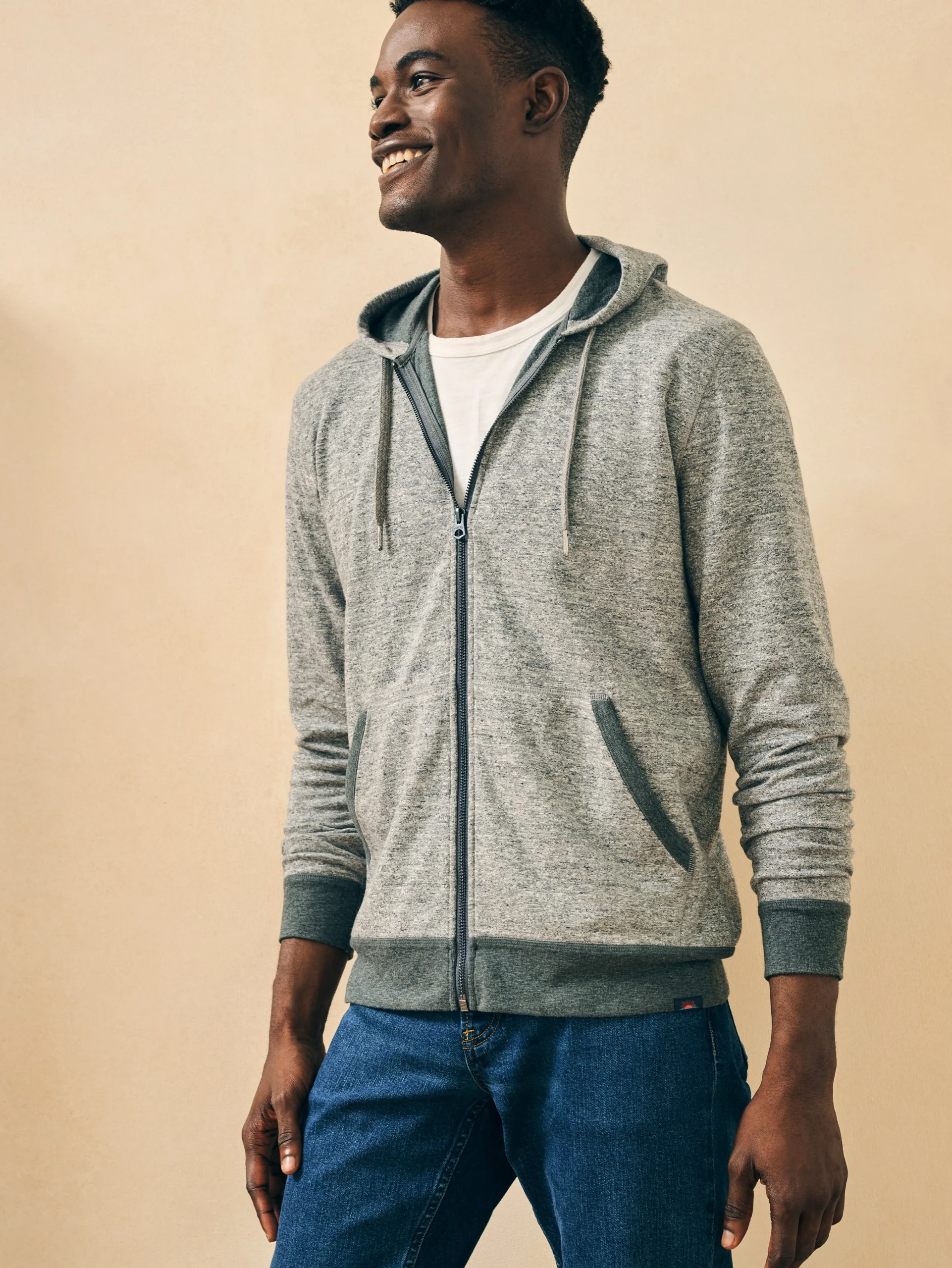 Faherty Brand Double Knit Zip Hoodie -^ Hoodies & Sweatshirts
