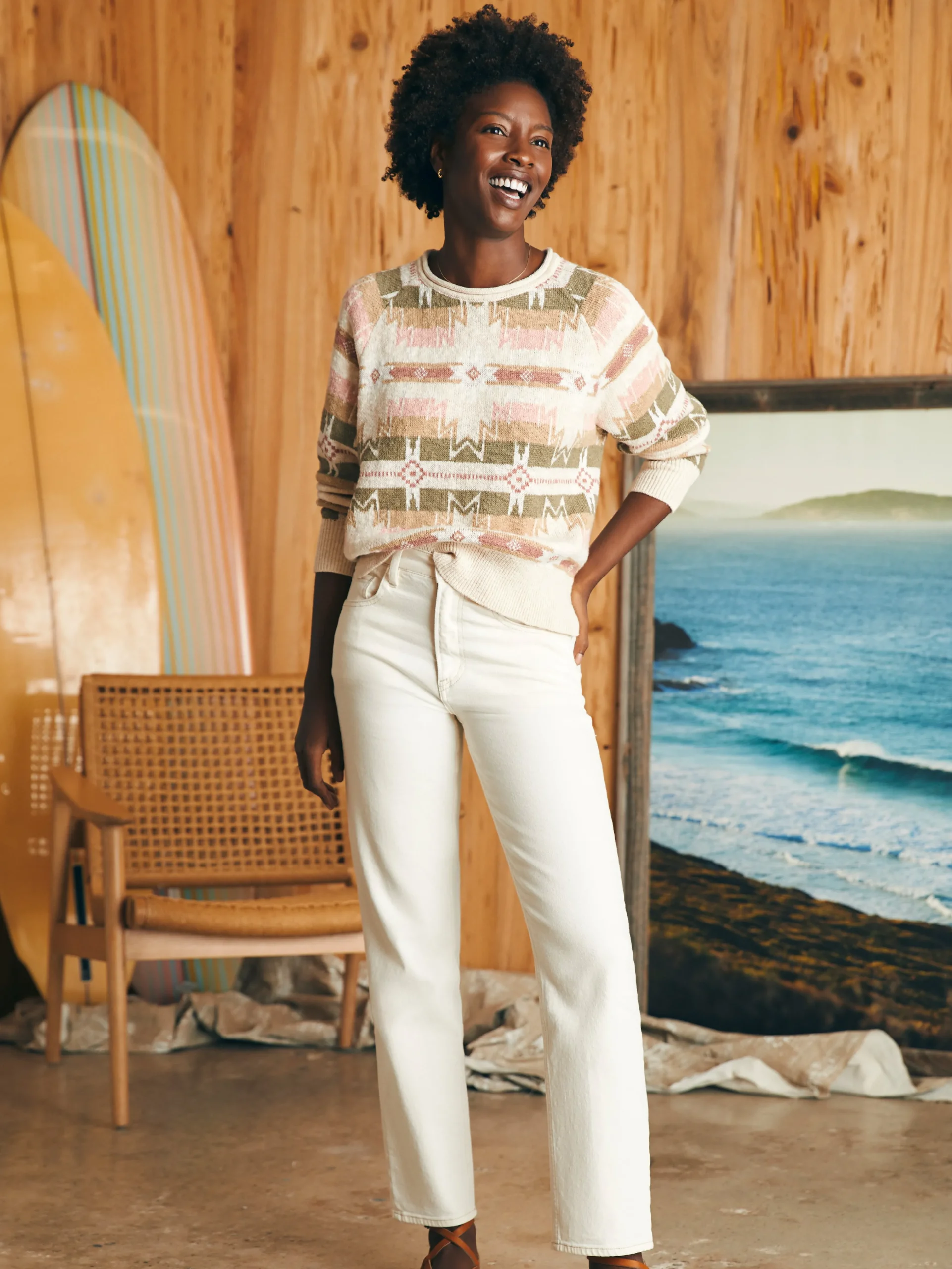 Faherty Brand Doug Good Feather Cotton Slub Pullover -^Women Sweaters