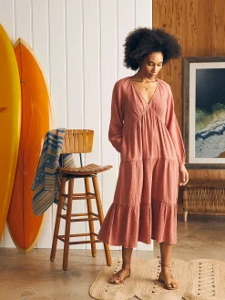 Faherty Brand Dream Cotton Gauze Sirene Midi Dress -^Women Dresses