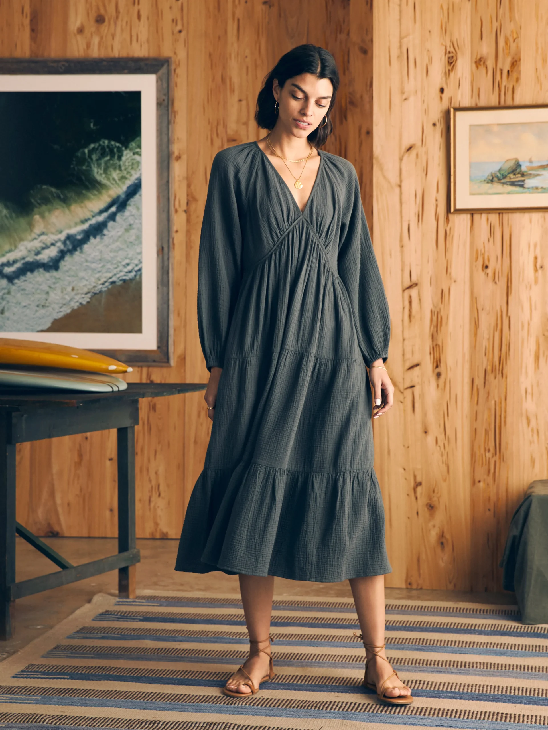 Faherty Brand Dream Cotton Gauze Sirene Midi Dress -^Women Dresses