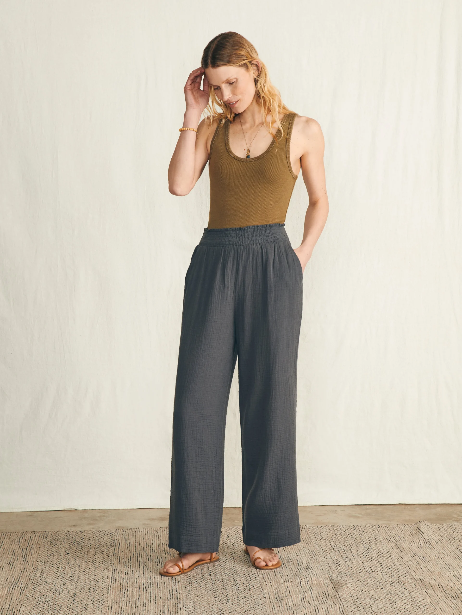 Faherty Brand Dream Cotton Gauze Wide Leg Pant -^Women Pants|Swim