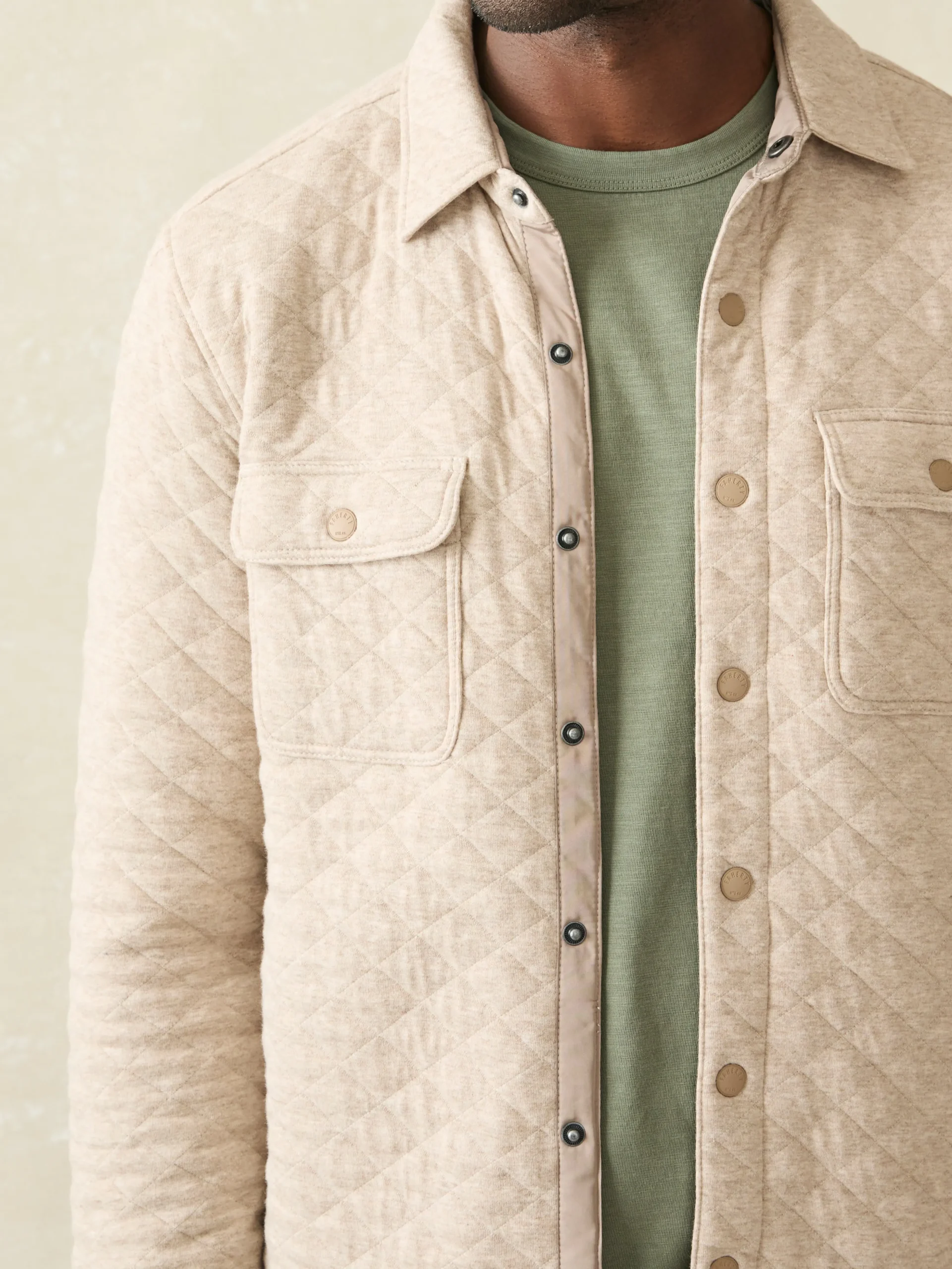 Faherty Brand Epic Quilted Fleece CPO (Tall) -^ Jackets & Vests