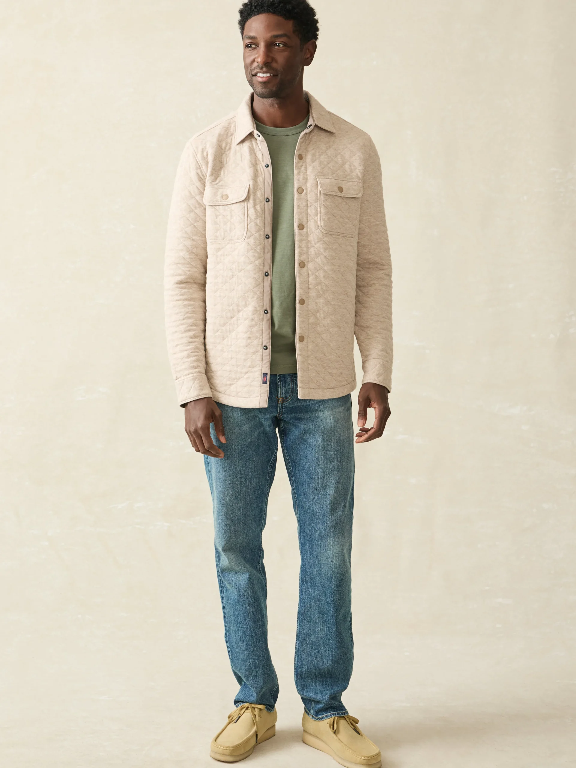 Faherty Brand Epic Quilted Fleece CPO (Tall) -^ Jackets & Vests