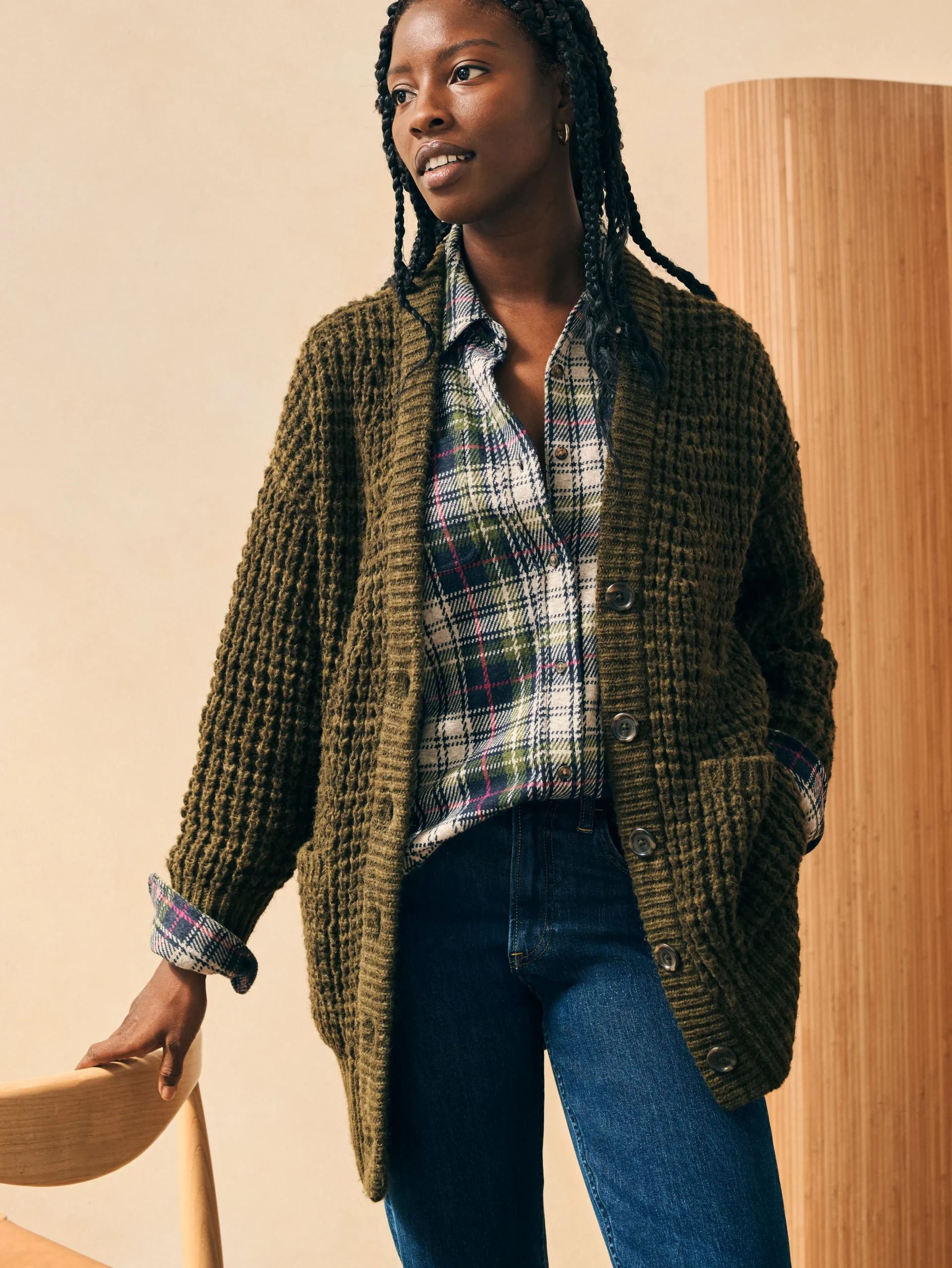Faherty Brand Frost Waffle Cardigan -^Women Sweaters