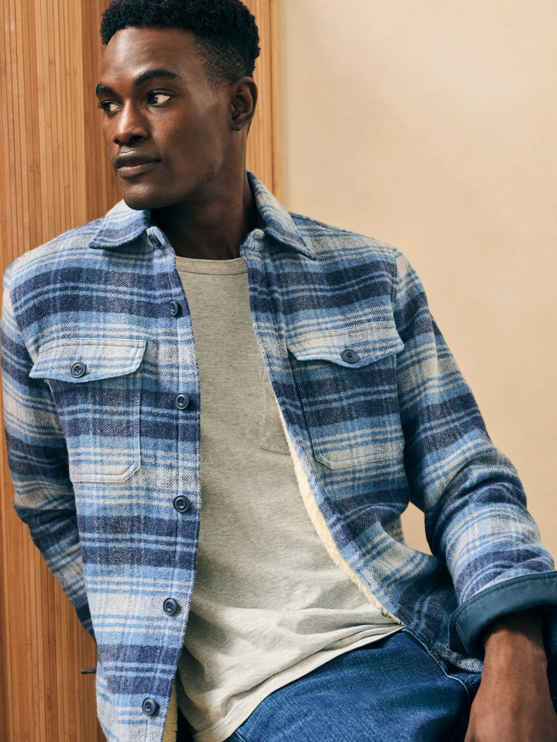 Faherty Brand High Pile Fleece Lined Wool CPO -^ Jackets & Vests
