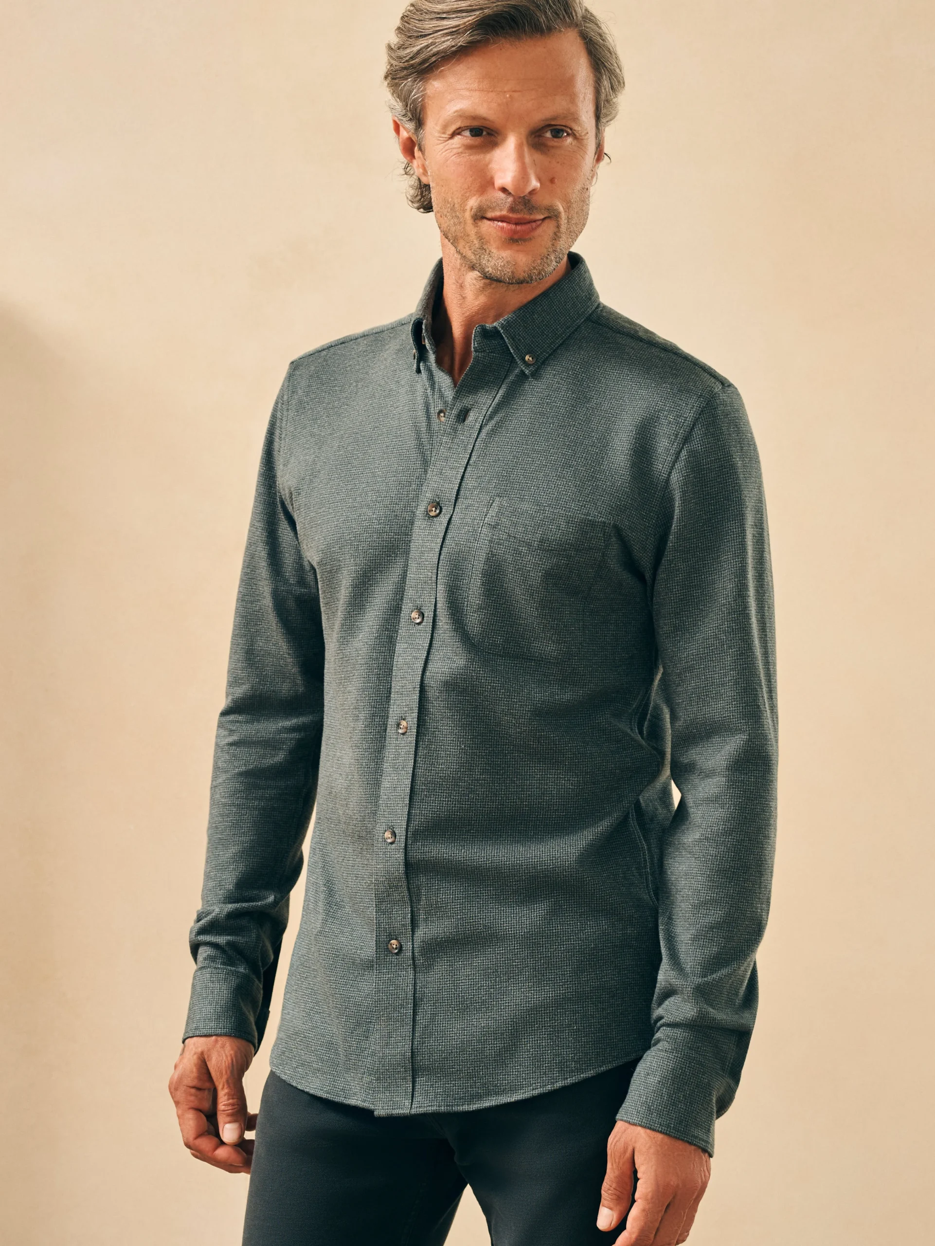 Faherty Brand Houndstooth Knit Shirt -^ Shirts