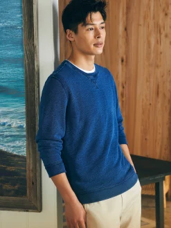 Faherty Brand Indigo Crewneck -^ Hoodies & Sweatshirts