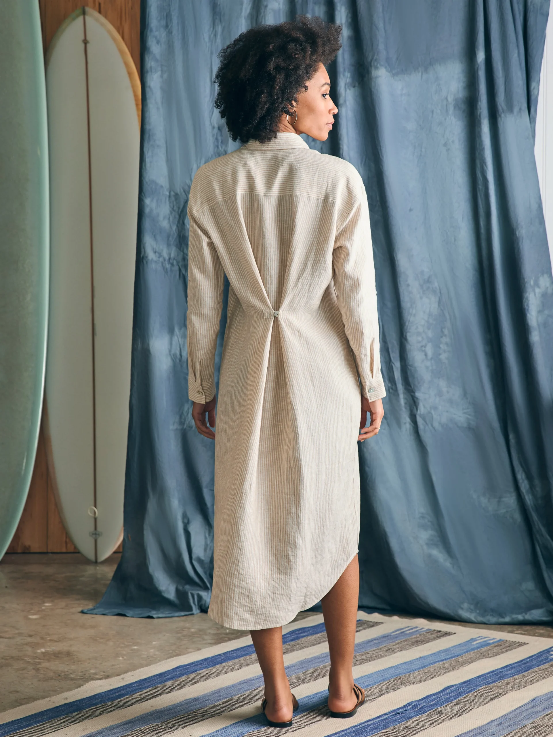 Faherty Brand Laguna Linen Midi Dress -^Women Dresses