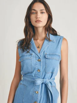 Faherty Brand Linen Denim Romper -^Women Dresses|Overalls & Jumpsuits