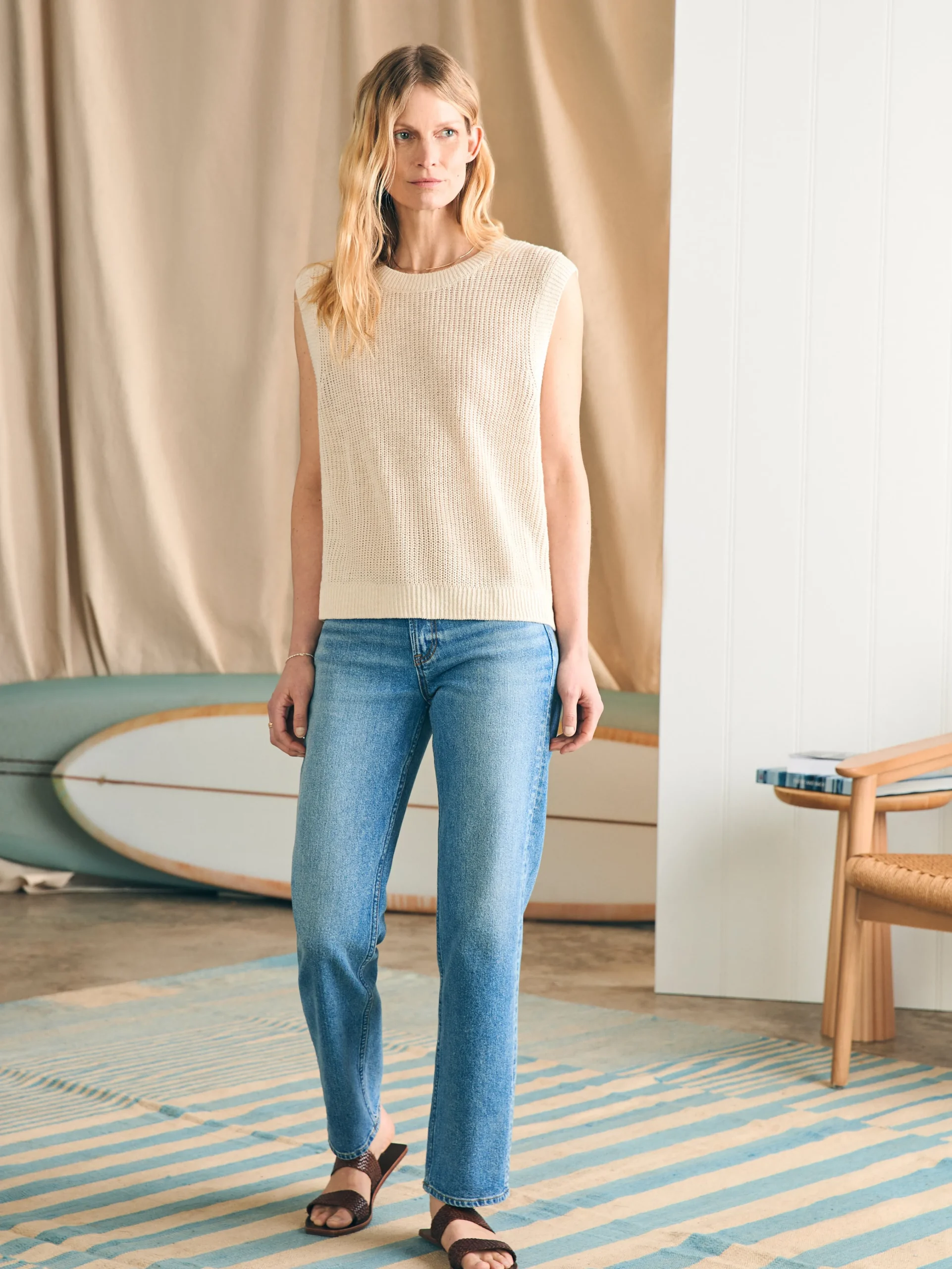 Faherty Brand Miramar Linen Muscle Tank -^Women Sweaters