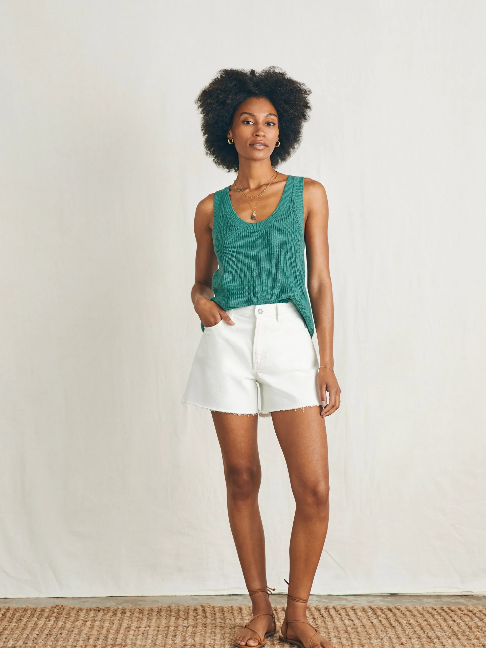 Faherty Brand Miramar Linen Scoop Neck Tank -^Women Sweaters