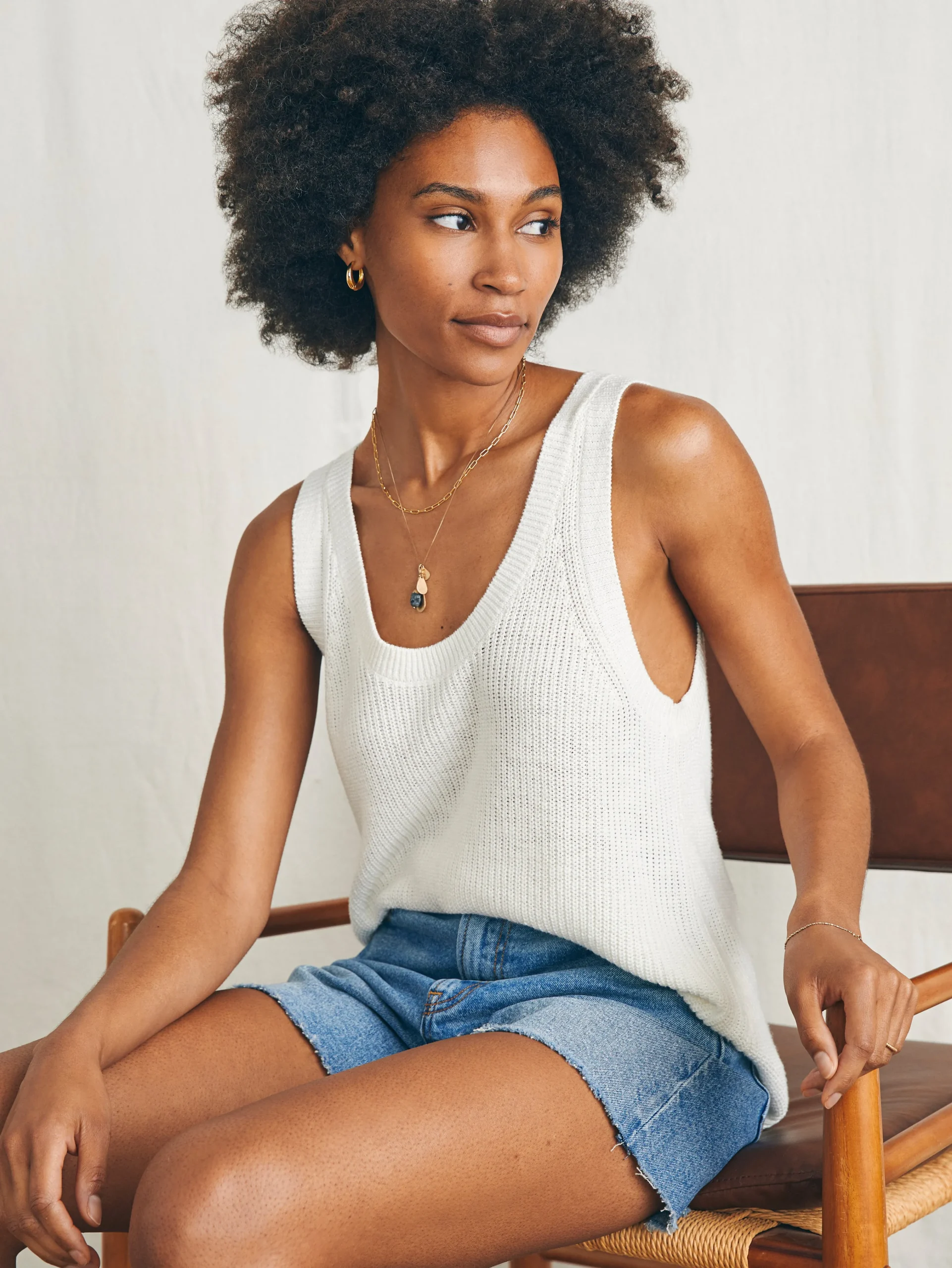 Faherty Brand Miramar Linen Scoop Neck Tank -^Women Sweaters