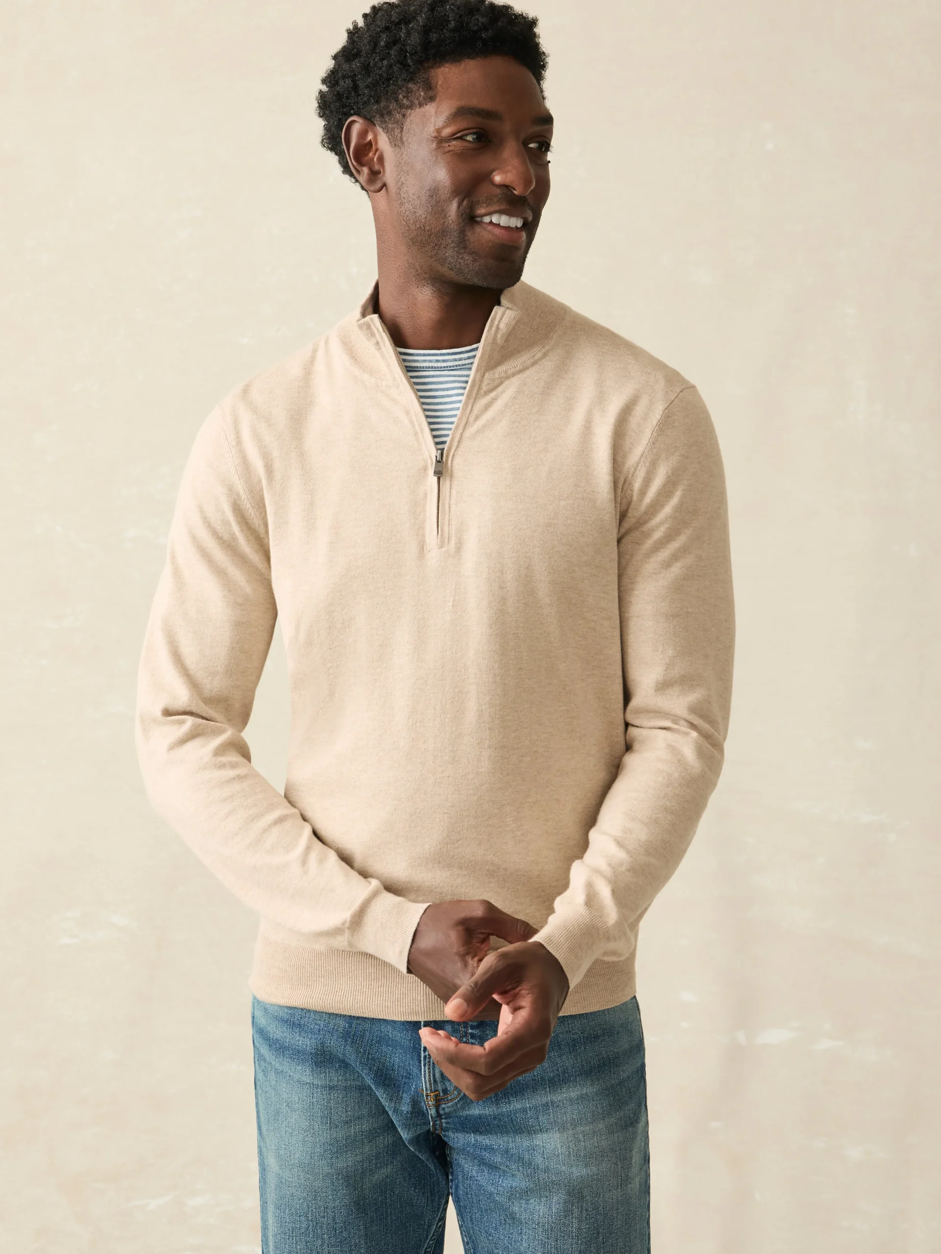 Faherty Brand Movement™ Quarter Zip Sweater (Tall) -^ Sweaters