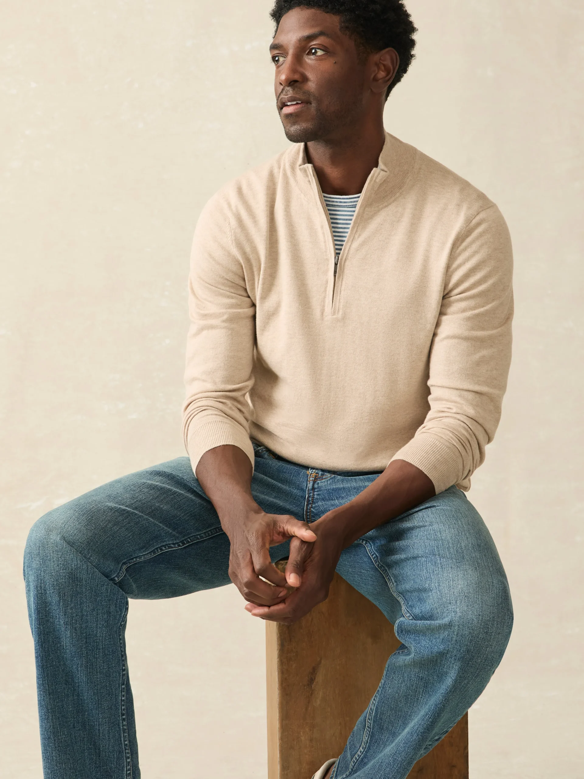 Faherty Brand Movement™ Quarter Zip Sweater (Tall) -^ Sweaters