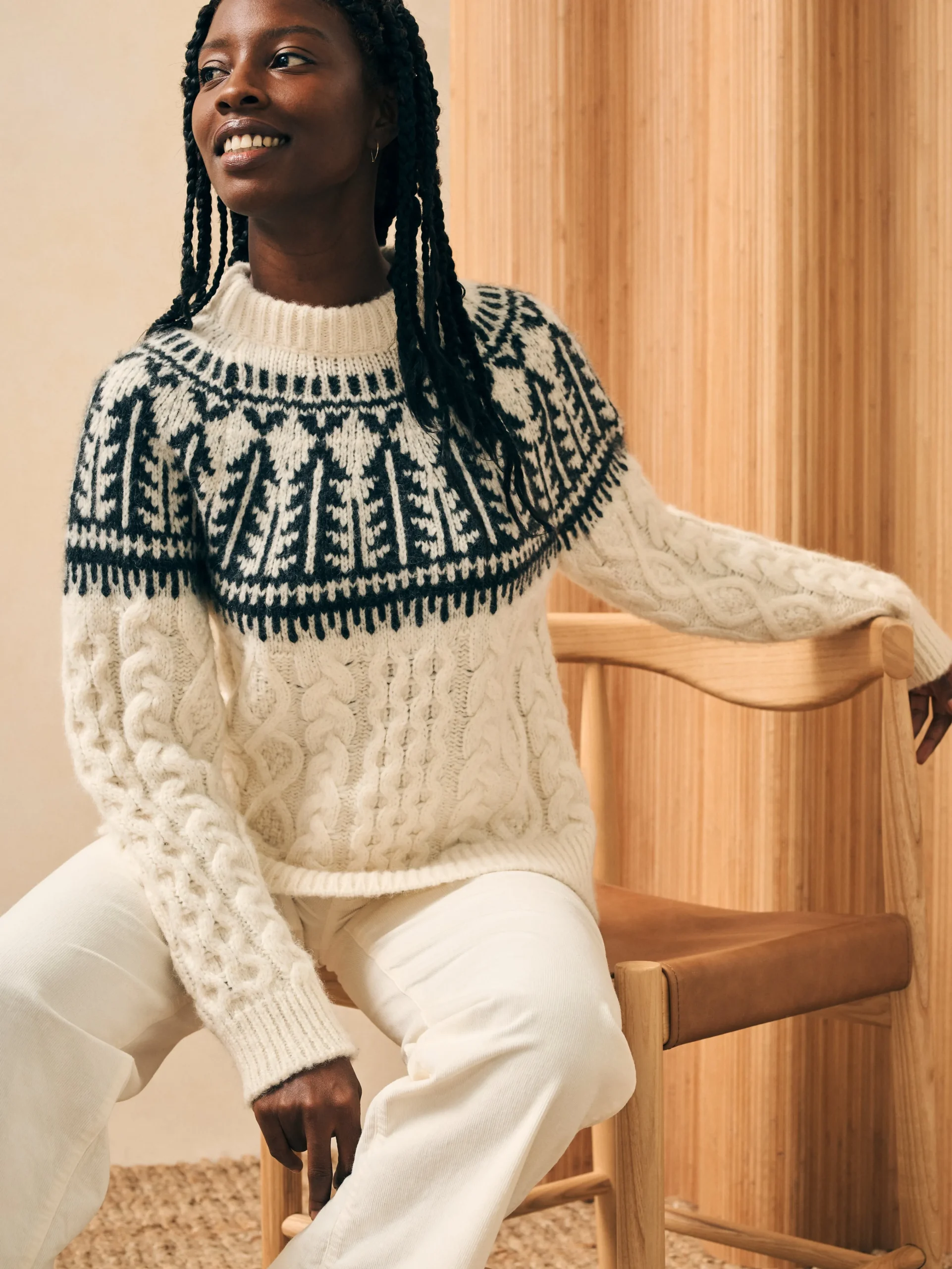 Faherty Brand Native Knitter Frost Fair Isle Crew -^Women Sweaters
