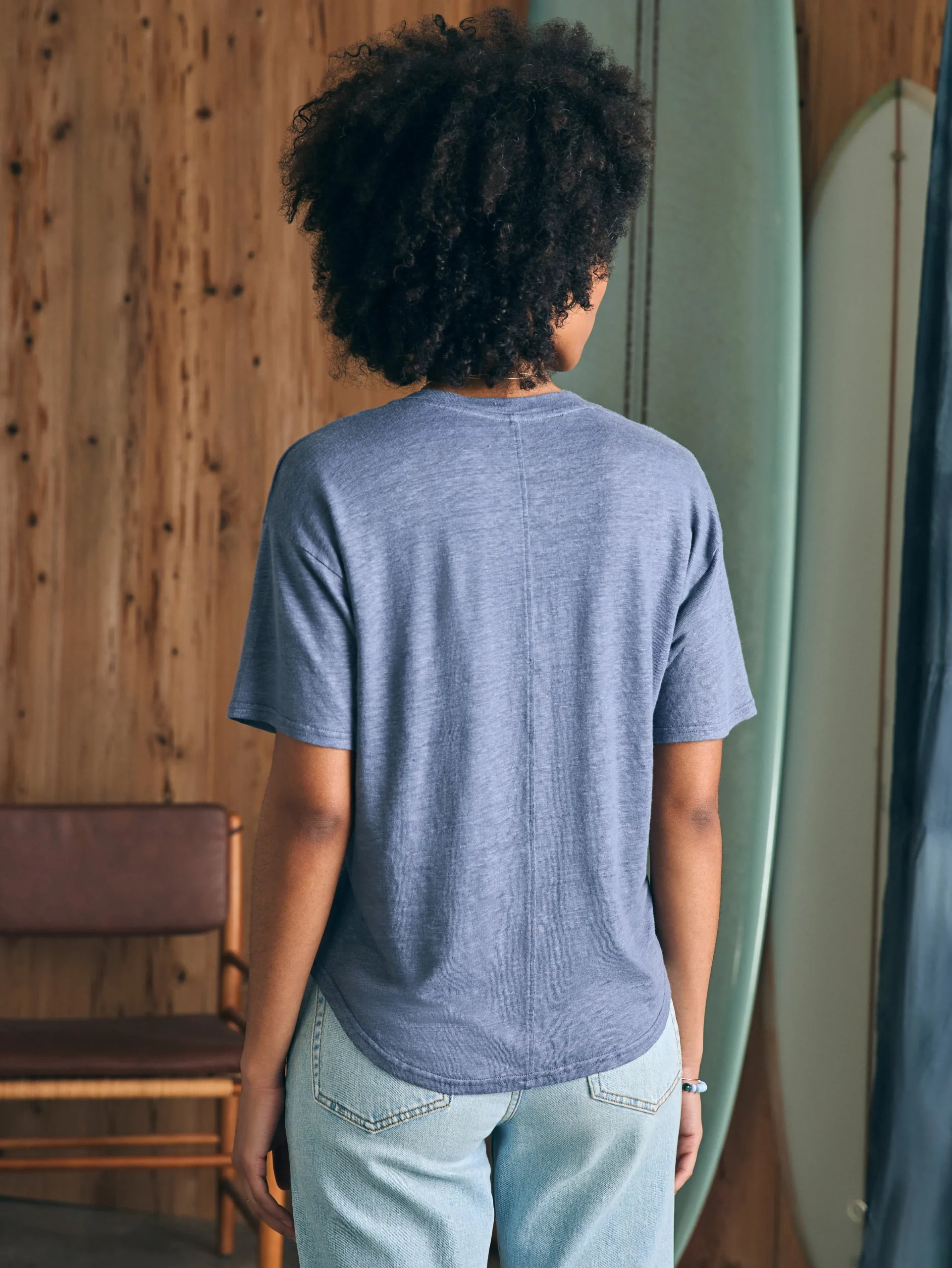 Faherty Brand Oceanside Linen V-Neck Tee -^Women T-Shirts