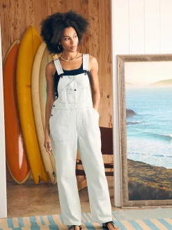 Faherty Brand Organic Cotton Denim Riveter Overalls -^Women Dresses|Overalls & Jumpsuits