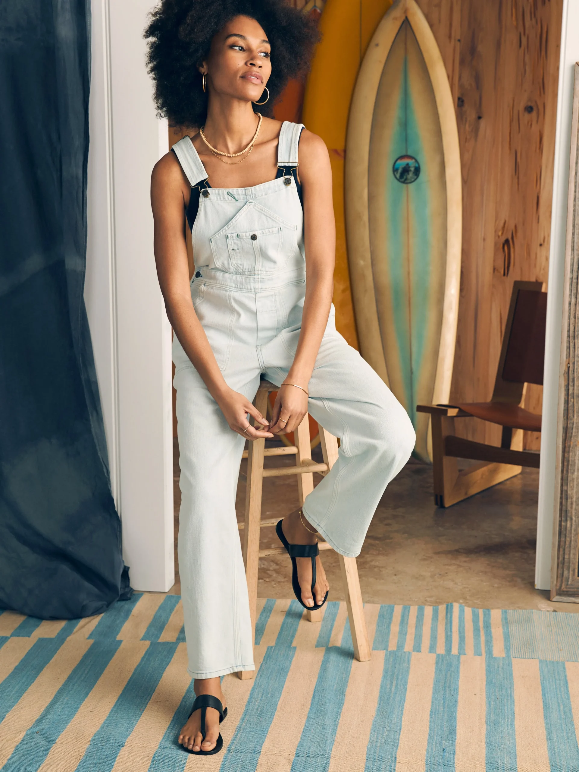 Faherty Brand Organic Cotton Denim Riveter Overalls -^Women Dresses|Overalls & Jumpsuits