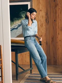 Faherty Brand Organic Cotton Slim Straight Denim -^Women Pants|Jeans