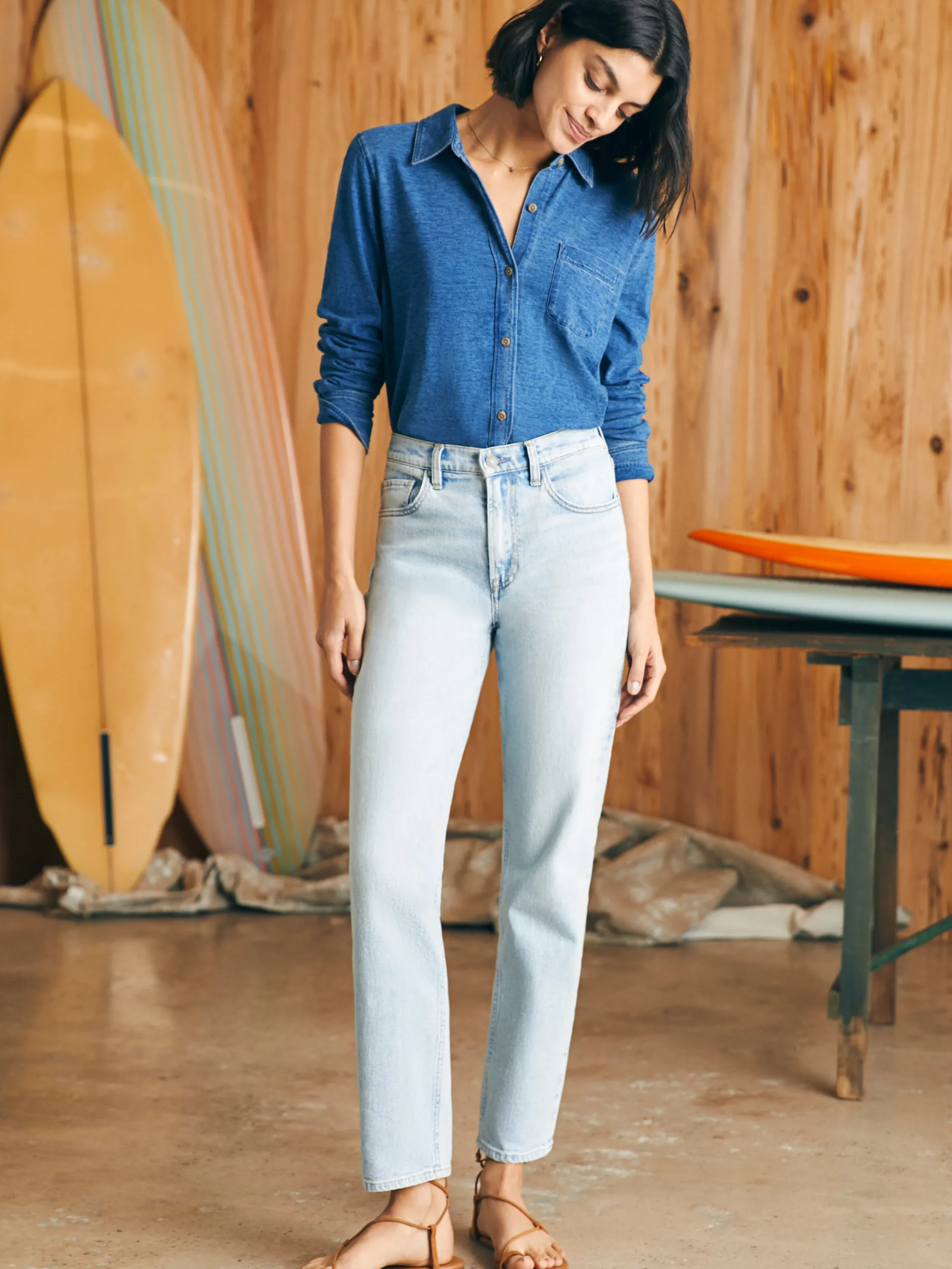 Faherty Brand Organic Cotton Slim Straight Denim -^Women Pants|Jeans