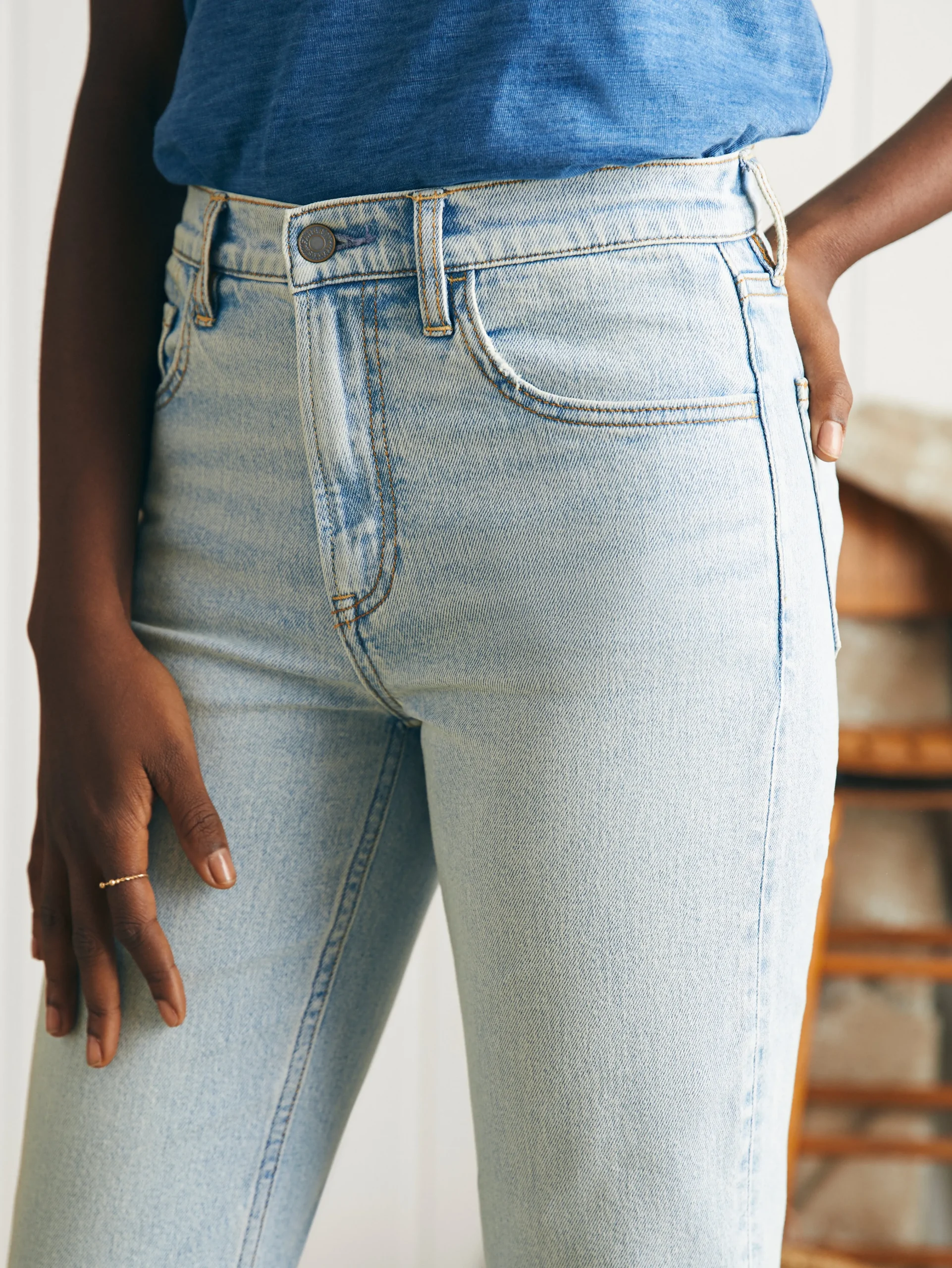 Faherty Brand Organic Cotton Slim Straight Ankle Denim -^Women Pants|Jeans