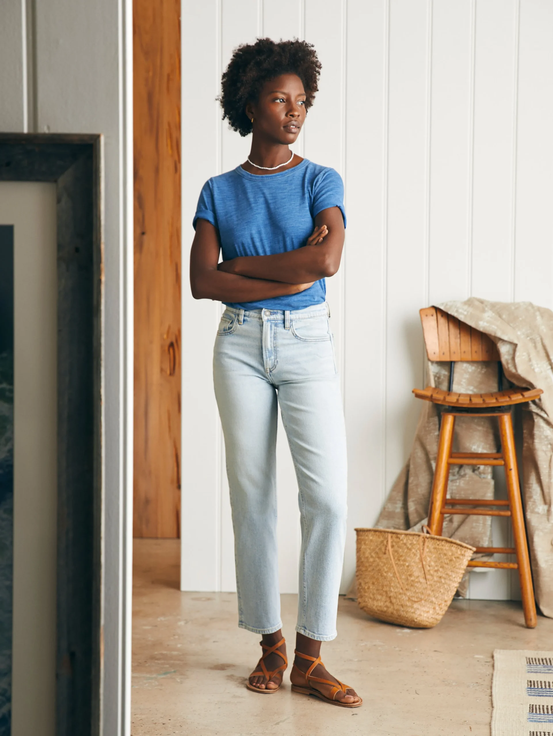 Faherty Brand Organic Cotton Slim Straight Ankle Denim -^Women Pants|Jeans