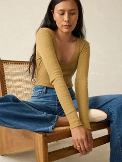 Faherty Brand Pacific Pointelle Scoop Neck -^Women T-Shirts