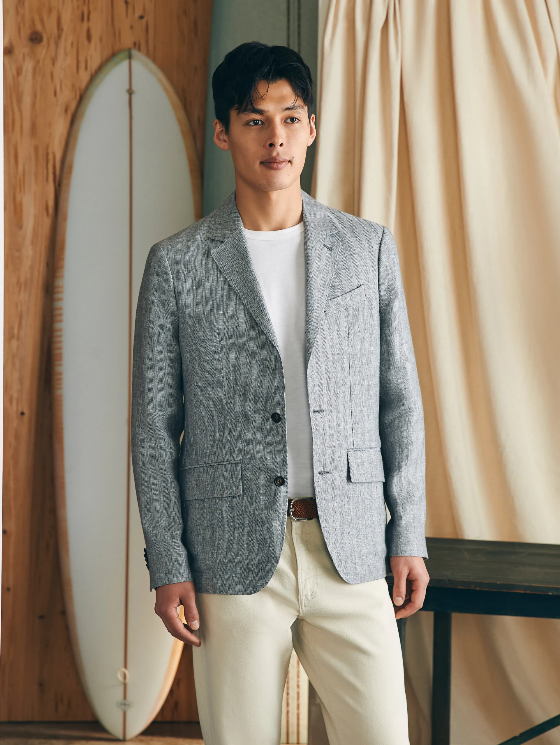 Faherty Brand Reserve Linen Herringbone Blazer -^ Blazers