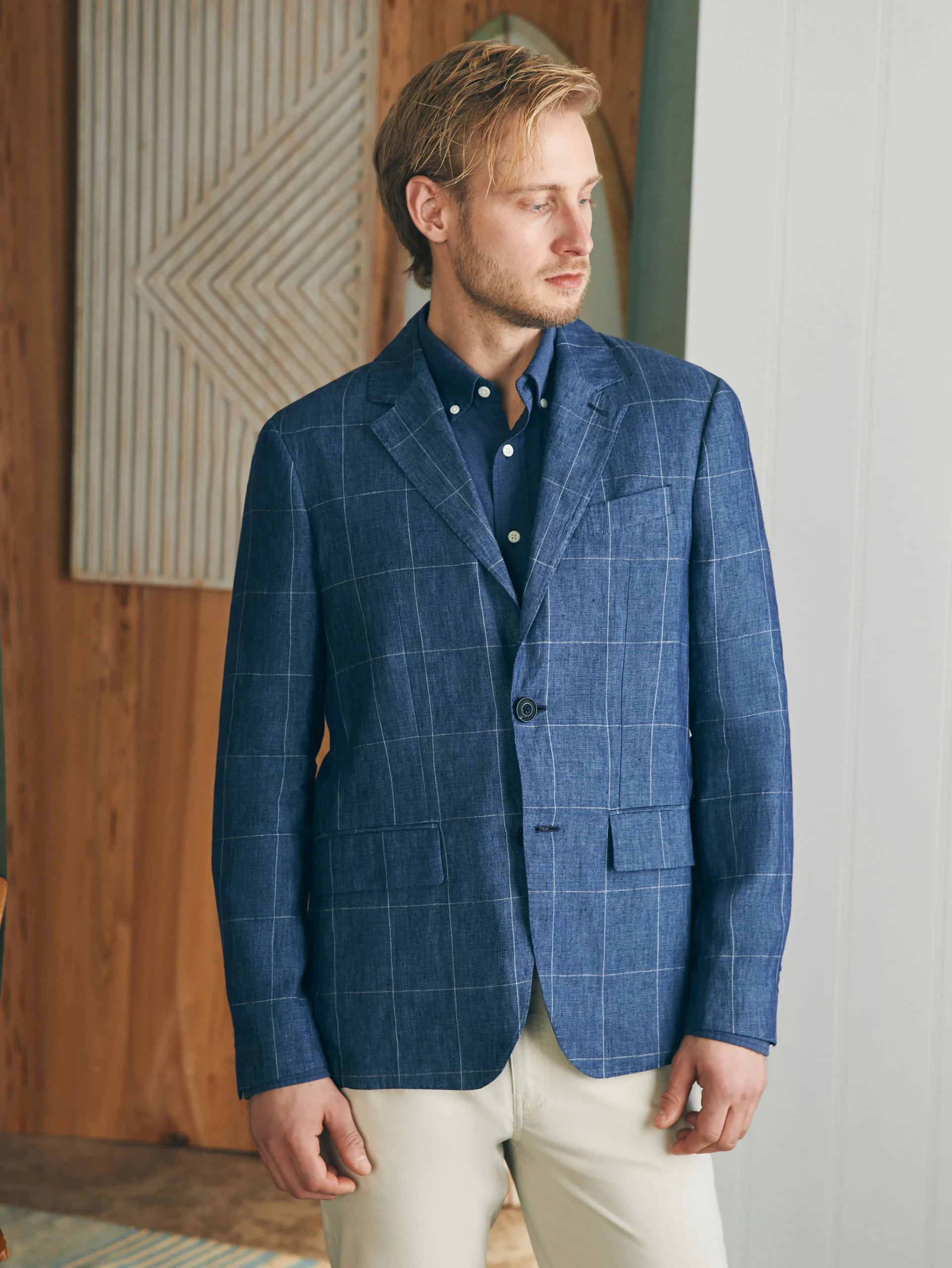 Faherty Brand Reserve Linen Windowpane Blazer -^ Blazers