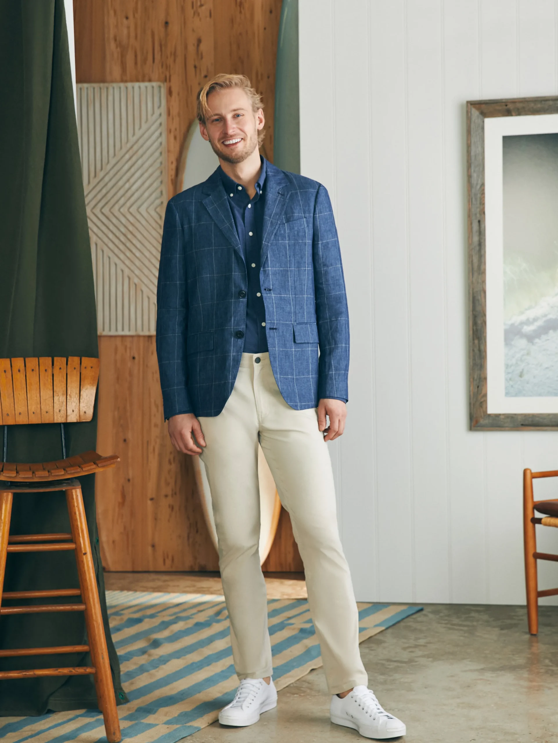 Faherty Brand Reserve Linen Windowpane Blazer -^ Blazers