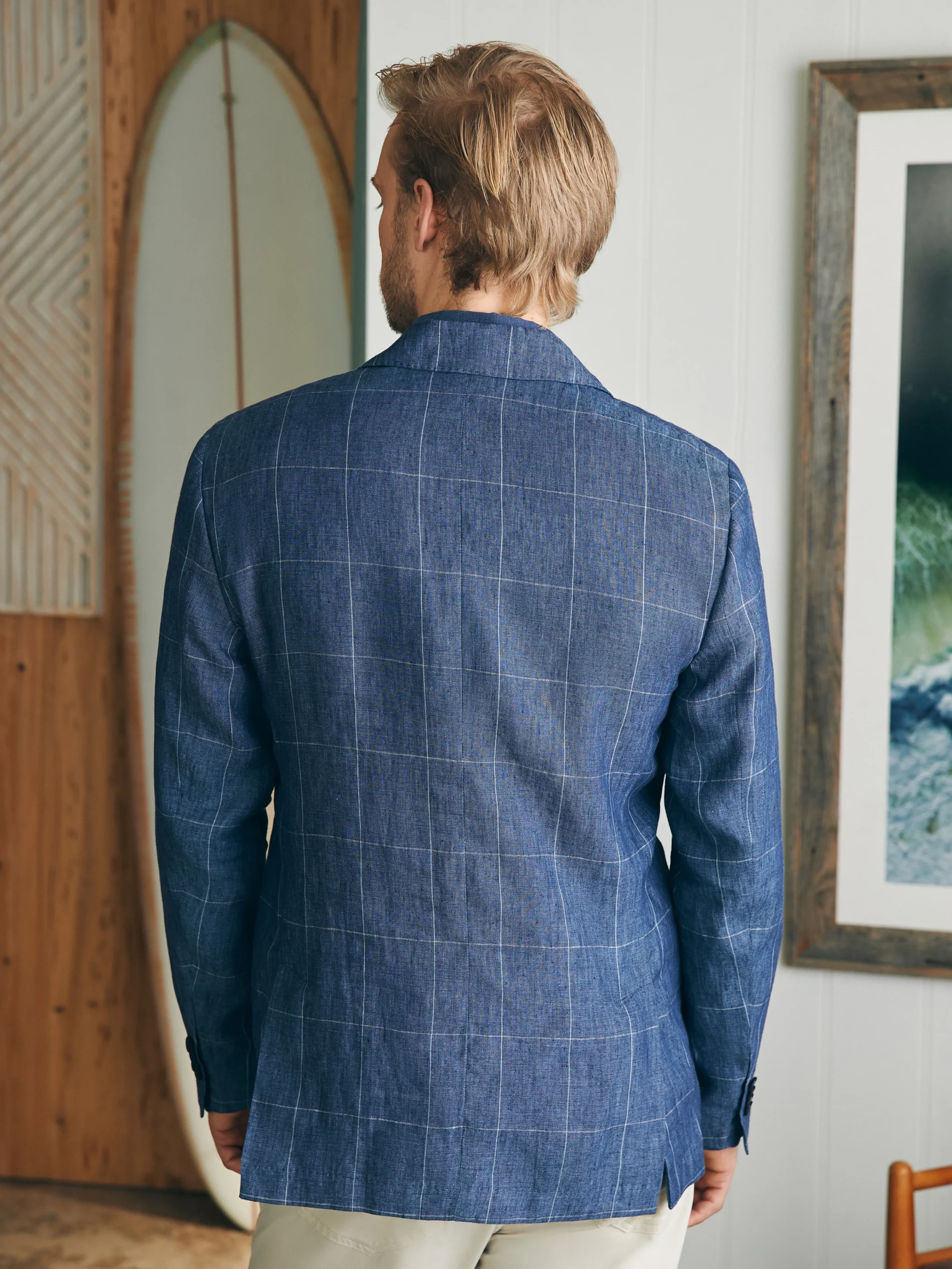 Faherty Brand Reserve Linen Windowpane Blazer -^ Blazers