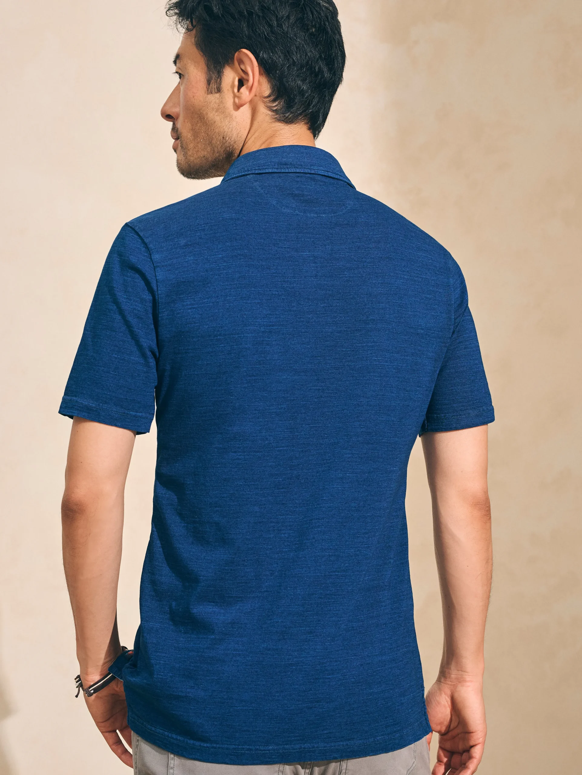 Faherty Brand Short-Sleeve Indigo Polo Shirt -^ Polo Shirts