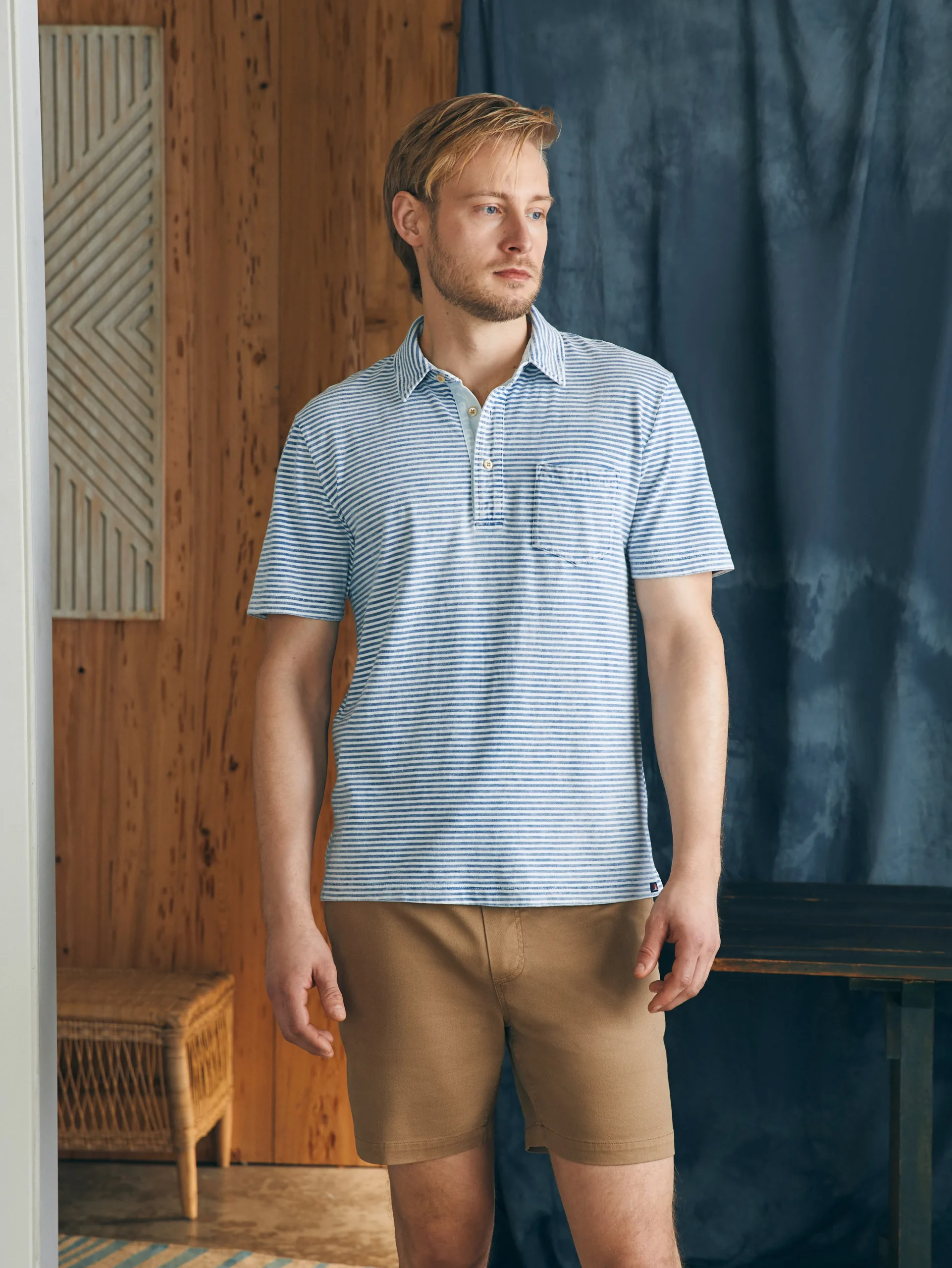 Faherty Brand Short-Sleeve Indigo Polo Shirt -^ Polo Shirts