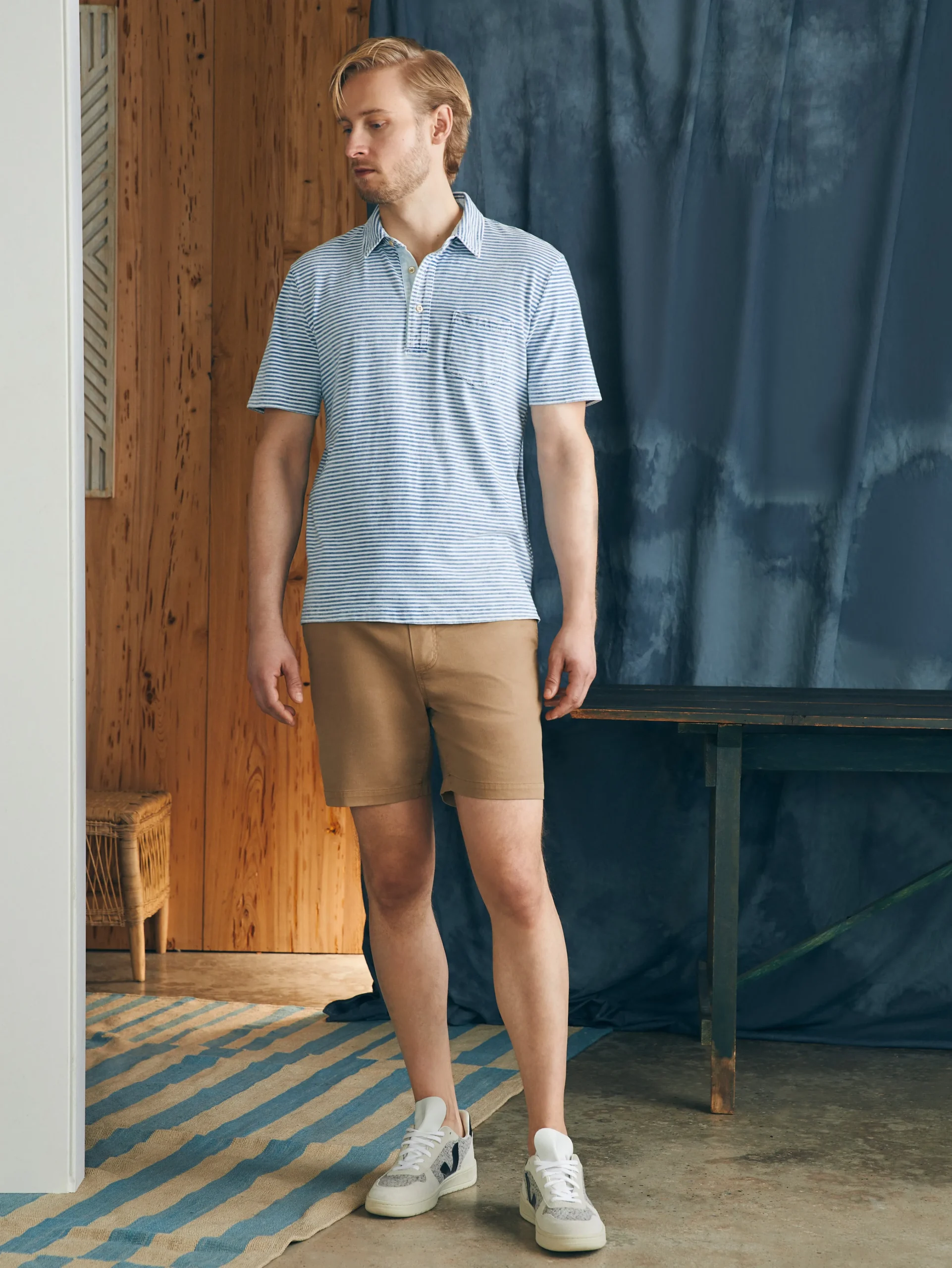 Faherty Brand Short-Sleeve Indigo Polo Shirt -^ Polo Shirts