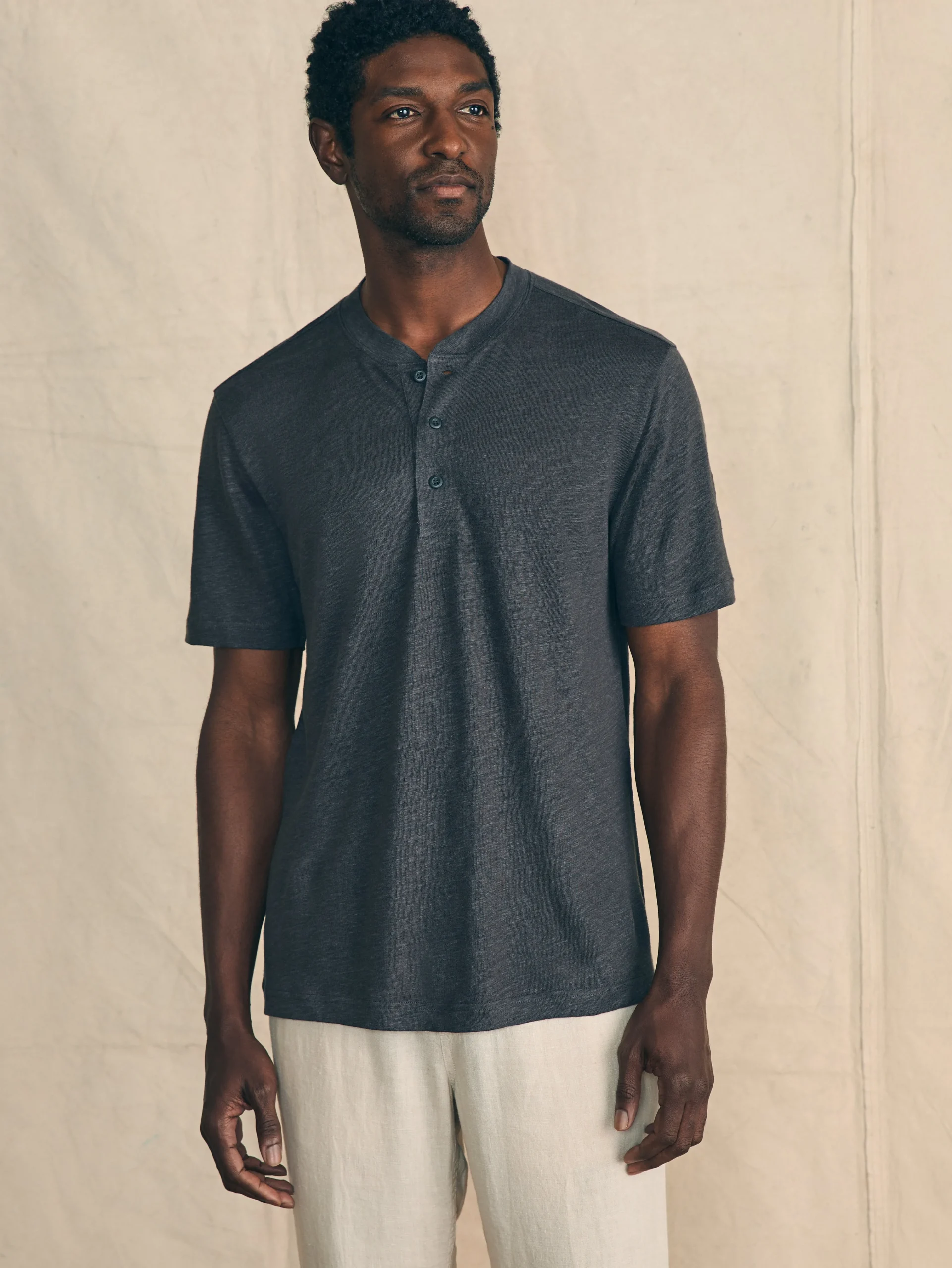 Faherty Brand Short-Sleeve Linen Henley -^ T-Shirts & Henleys