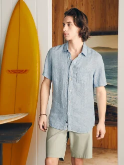 Faherty Brand Short-Sleeve Palma Linen Shirt (Tall) -^ Shirts