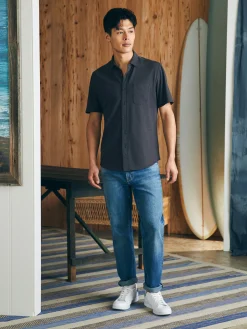 Faherty Brand Short-Sleeve Sunwashed Knit Shirt (Single Pocket) -^ Shirts