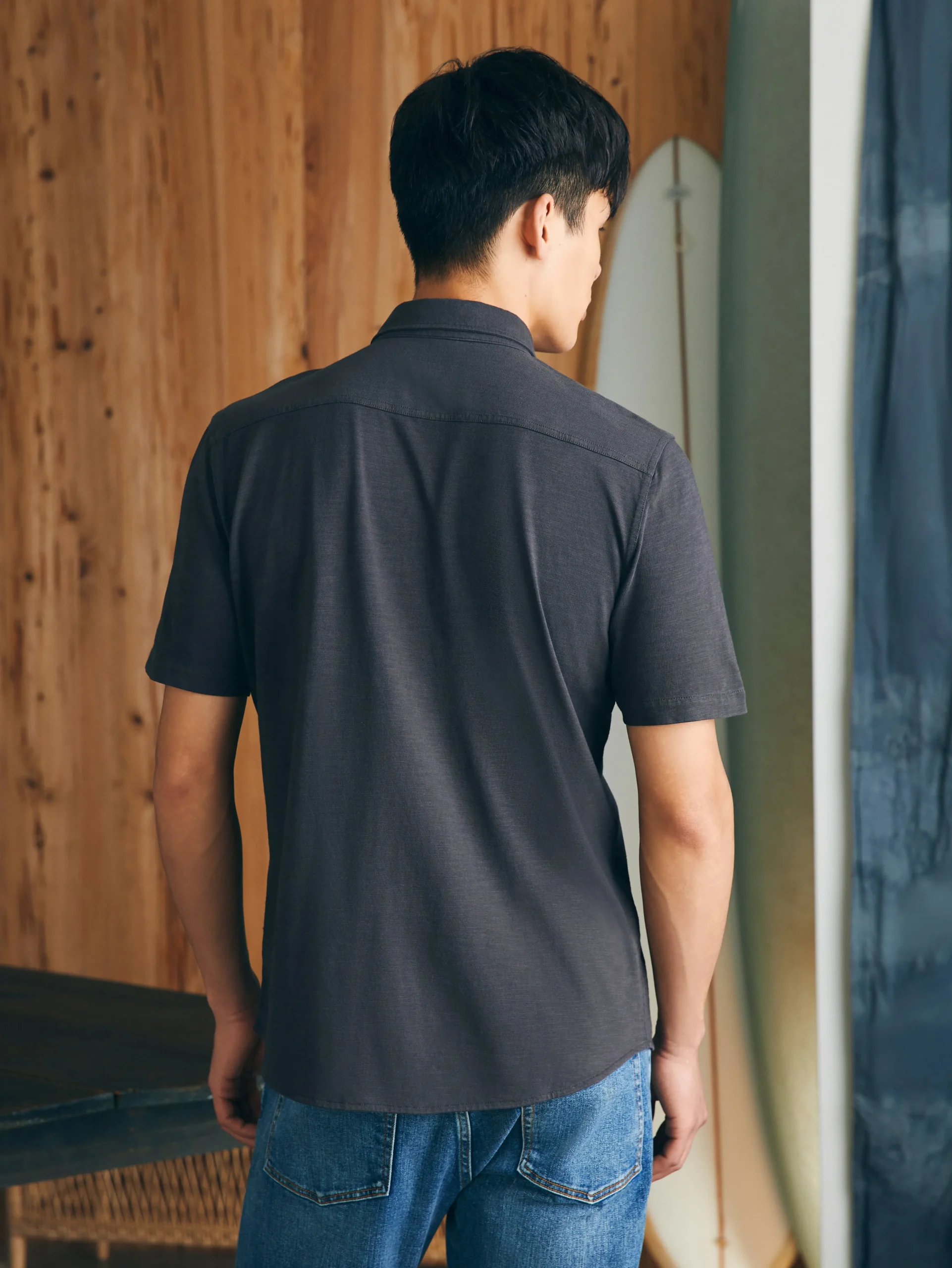 Faherty Brand Short-Sleeve Sunwashed Knit Shirt (Single Pocket) -^ Shirts