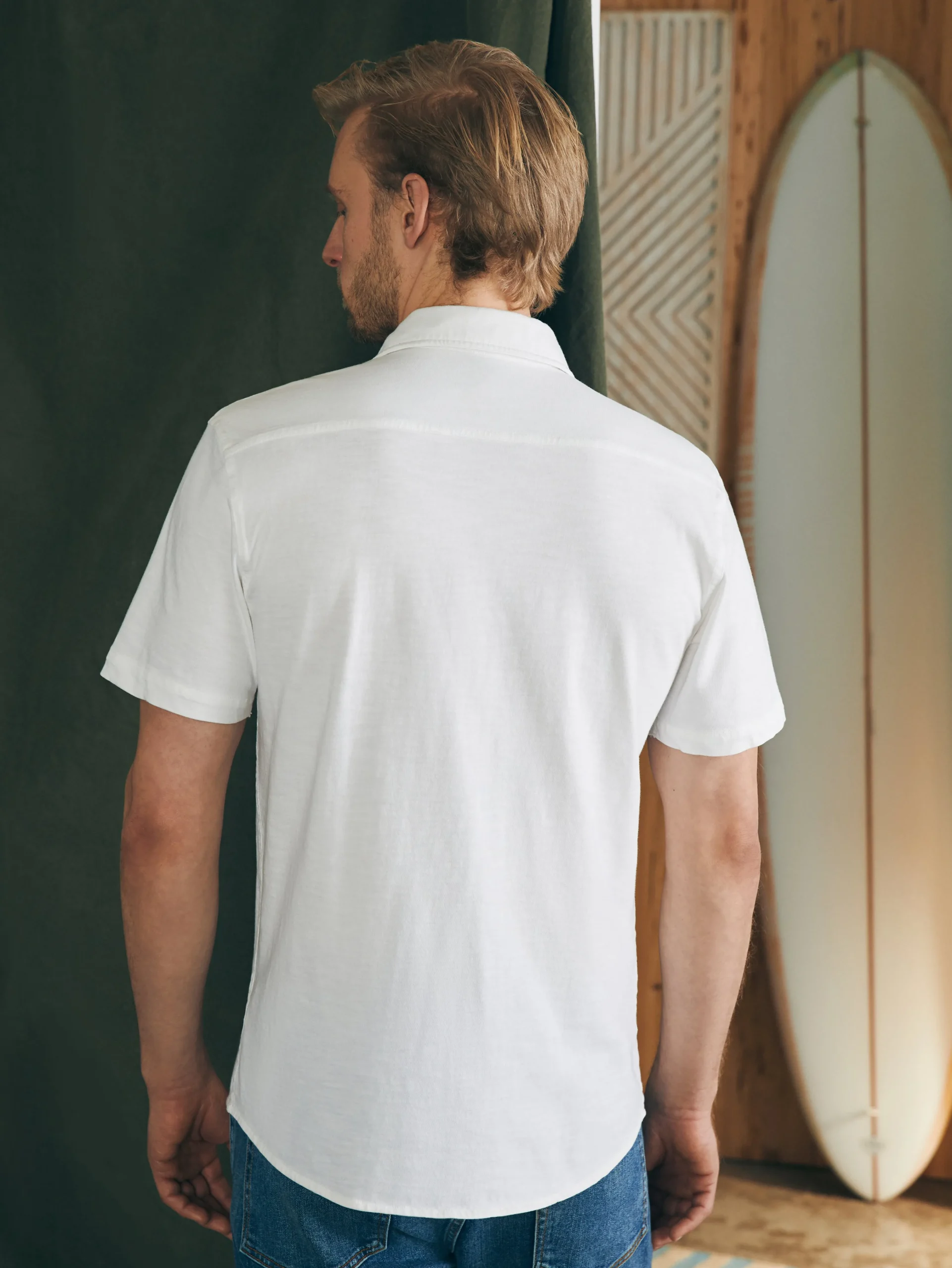 Faherty Brand Short-Sleeve Sunwashed Knit Shirt (Single Pocket) -^ Shirts
