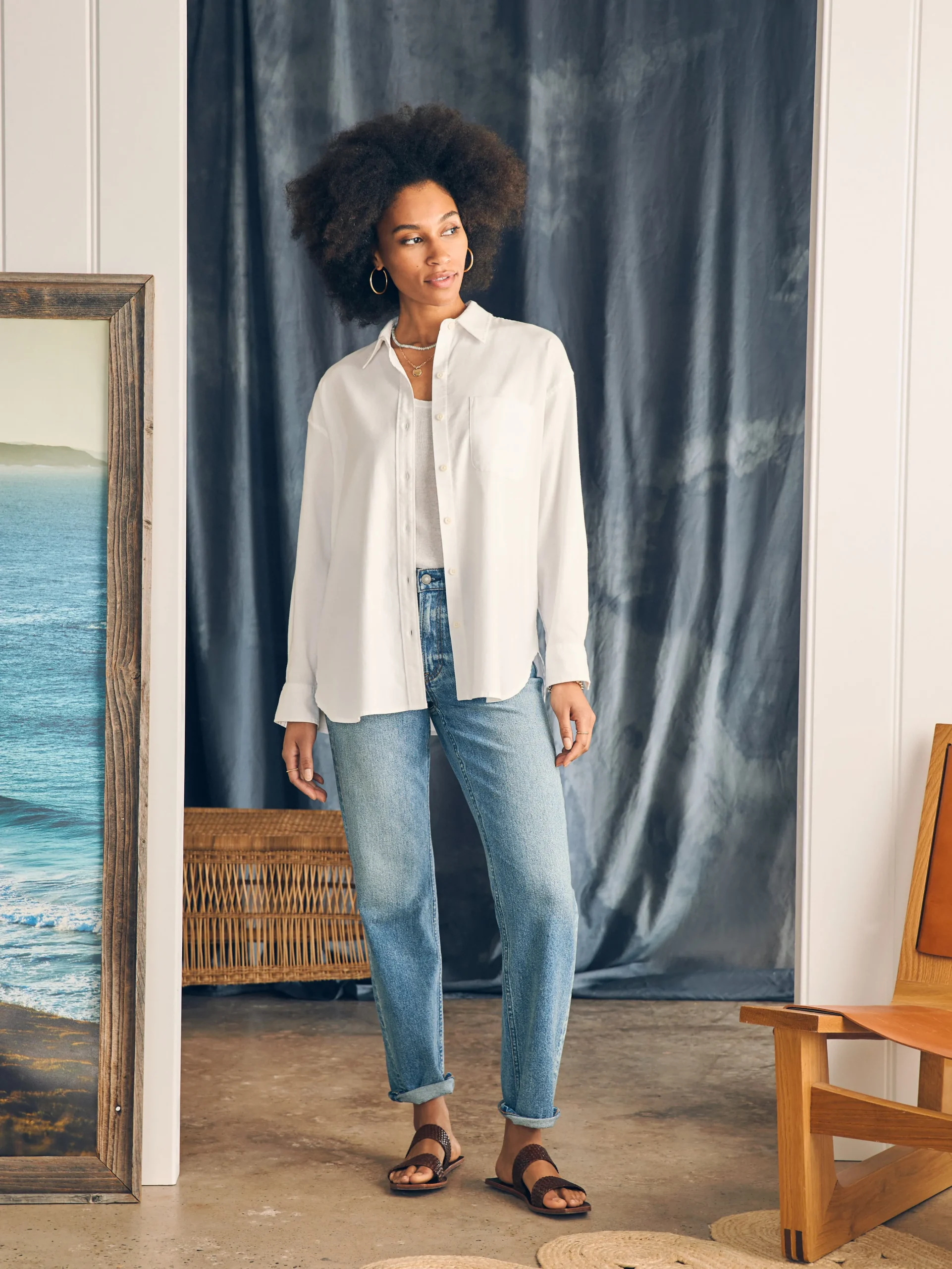 Faherty Brand Stretch Oxford Relaxed Shirt -^Women Shirts & Tops